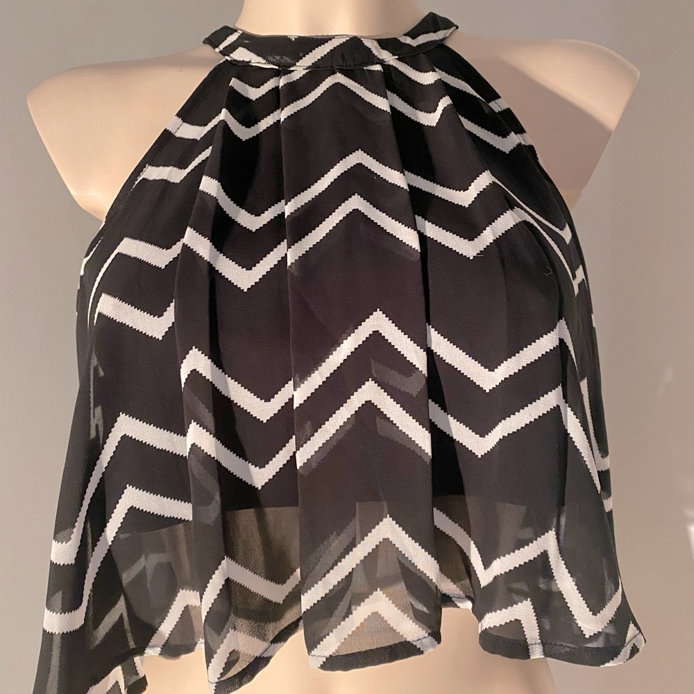 white and black halter top